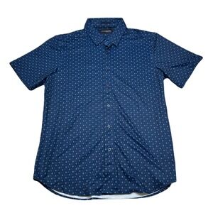 JACHS New York Shirt‎ Mens Large Blue Polka Dot Button Up Short Sleeve